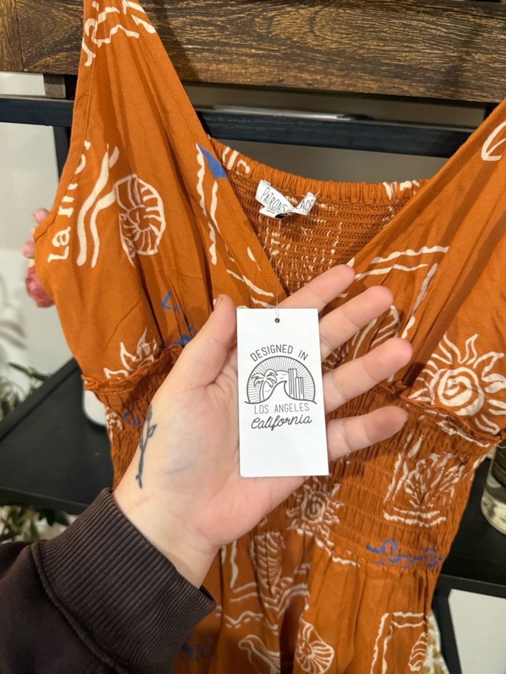 Patrons of Peace Rust Orange Printed Romper Jumpsuit Boho Wide Leg NWT - Picture 5 of 11